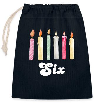 6th Anniversary Candle - Closable cotton gift bag (25x30cm) - navy - Front