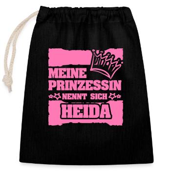 Mädchenname Heida - Verschließbarer Geschenkbeutel aus Baumwolle (25x30cm) - Schwarz - Vorne