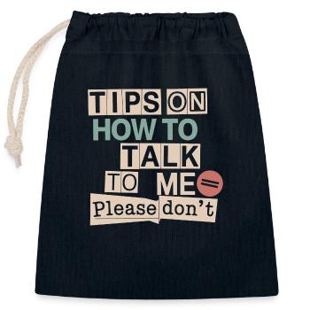 Silent and introverted - Closable cotton gift bag (25x30cm) - navy - Front