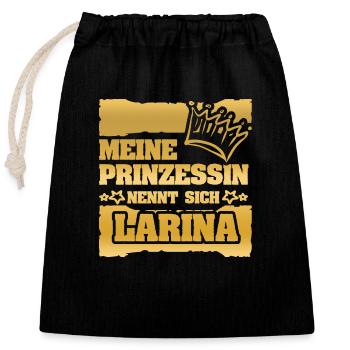 Mädchenname Larina - Verschließbarer Geschenkbeutel aus Baumwolle (25x30cm) - Schwarz - Vorne