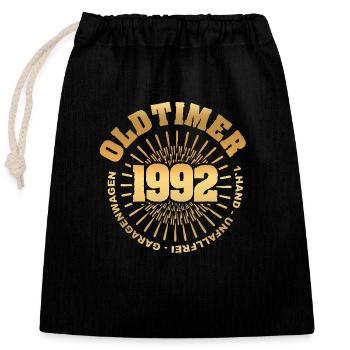 Gift idea 1992 - Closable cotton gift bag (25x30cm) - black - Front