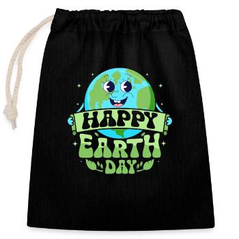 Happy Earth Day Planet Environmental - Verschließbarer Geschenkbeutel aus Baumwolle (25x30cm) - Schwarz - Vorne