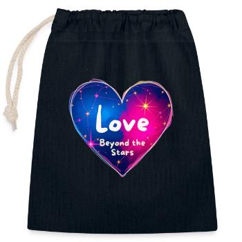 L’amour au-delà des étoiles Conception du cœur - Sac cadeau en coton avec cordon (25 x 30 cm) - bleu marine - Devant