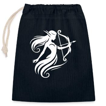 Elf Bow and Arrow - Closable cotton gift bag (25x30cm) - navy - Front