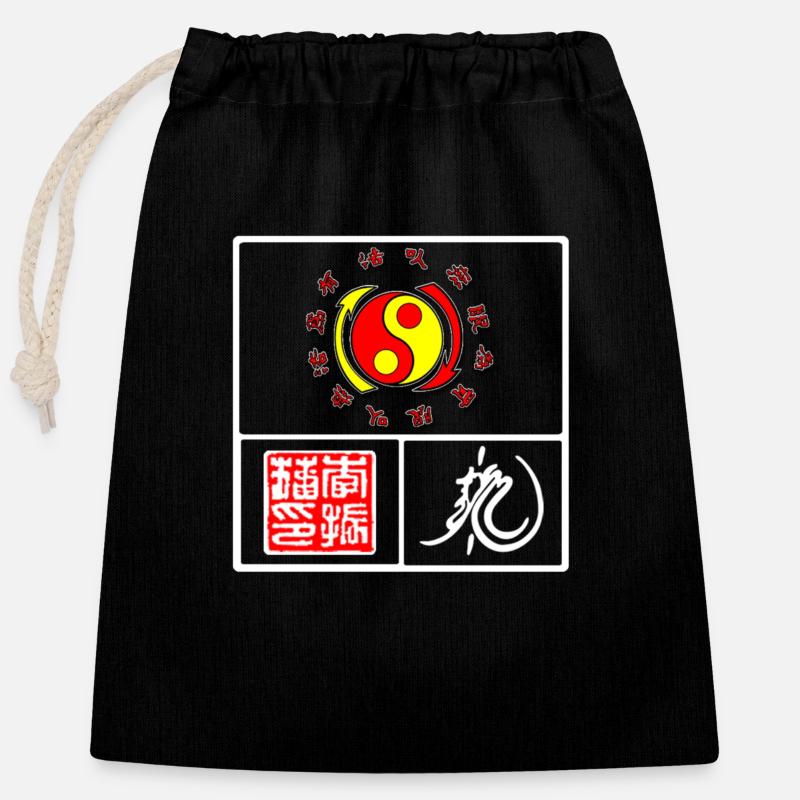 Briefmarke weiß Jeet Kune Do - Verschließbarer Geschenkbeutel aus Baumwolle (25x30cm) - Schwarz