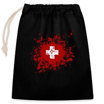 Switzerland - Schweiz - Verschließbarer Geschenkbeutel aus Baumwolle (25x30cm) - Schwarz - Vorne