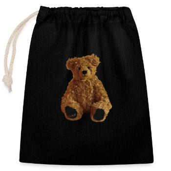 Teddybär - Verschließbarer Geschenkbeutel aus Baumwolle (25x30cm) - Schwarz - Vorne