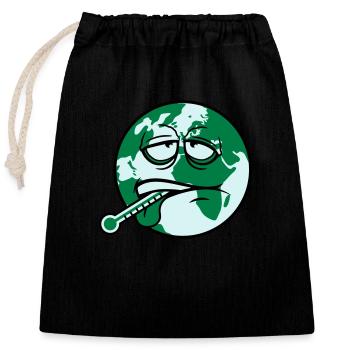 virus de la terre virus bactéries thermomètre l'humanité - Sac cadeau en coton avec cordon (25 x 30 cm) - noir - Devant