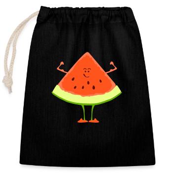Mr. Melon - Closable cotton gift bag (25x30cm) - black - Front