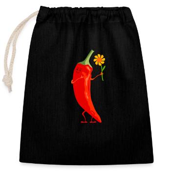 Mme Chili - Sac cadeau en coton avec cordon (25 x 30 cm) - noir - Devant