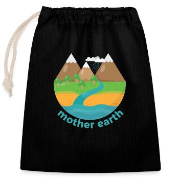 Earth Day - Closable cotton gift bag (25x30cm) - black - Front