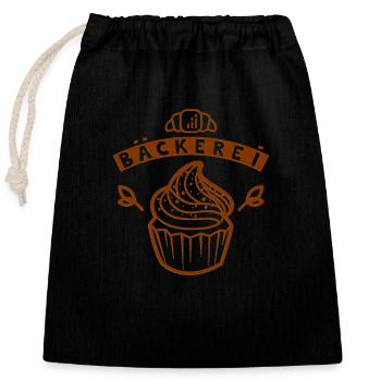 Boulangerie Cupcake - Sac cadeau en coton avec cordon (25 x 30 cm) - noir - Devant