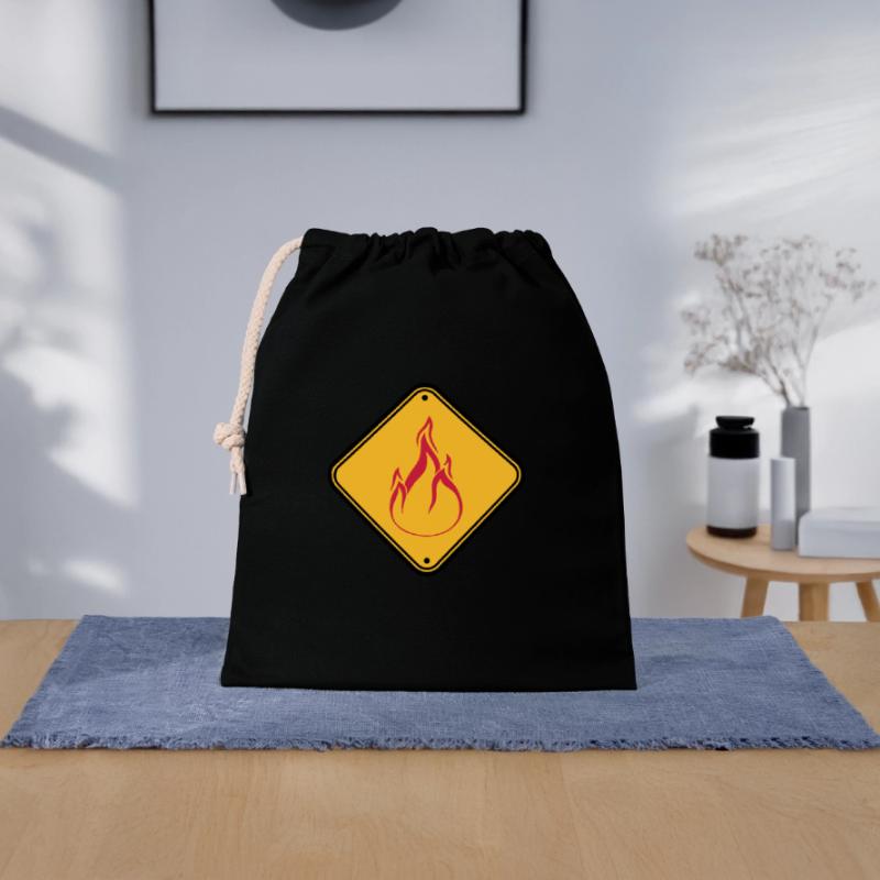 Shield note warning caution caution danger feu Closable cotton gift bag (25x30cm)