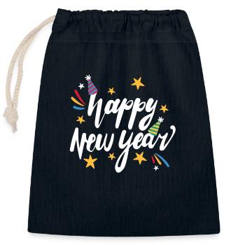 happy new year - Verschließbarer Geschenkbeutel aus Baumwolle (25x30cm) - Navy - Vorne
