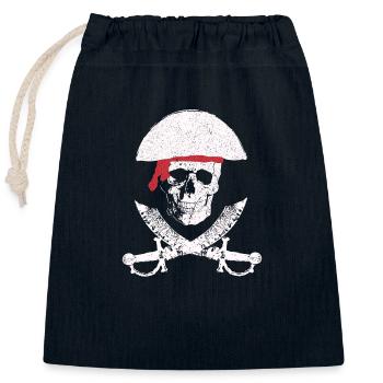 pirate - Sac cadeau en coton avec cordon (25 x 30 cm) - bleu marine - Devant