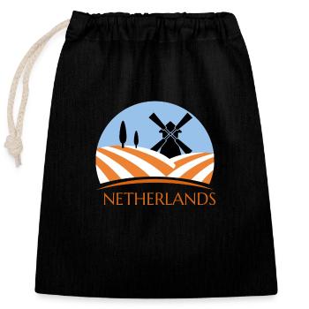 Hollande Netherlands Amsterdam cadeau vacances - Sac cadeau en coton avec cordon (25 x 30 cm) - noir - Devant