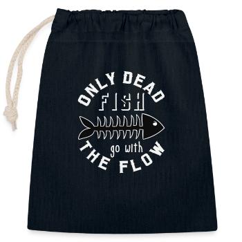 only dead fish go with the flow, Geschenk - Sac cadeau en coton avec cordon (25 x 30 cm) - bleu marine - Devant
