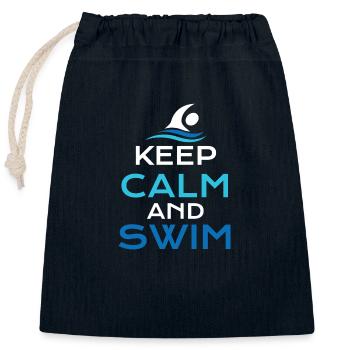 natation - Sac cadeau en coton avec cordon (25 x 30 cm) - bleu marine - Devant