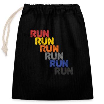 Run Run Run - Laufshirt - Verschließbarer Geschenkbeutel aus Baumwolle (25x30cm) - Schwarz - Vorne