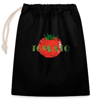 tomate - Sac cadeau en coton avec cordon (25 x 30 cm) - noir - Devant