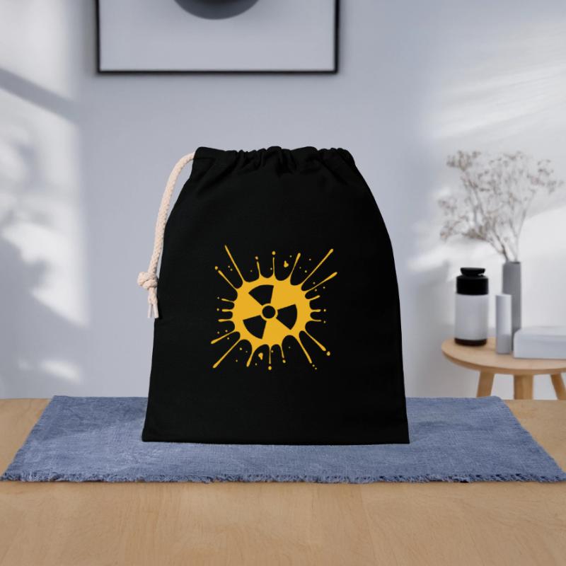caution atomic symbol radioactive warning note Closable cotton gift bag (25x30cm)
