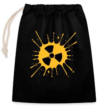 atomic symbol radioactive warning caution note - Closable cotton gift bag (25x30cm) - black - Front