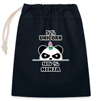 Panda Ninja, unicorn shirt, lustiges Tier, cool - Verschließbarer Geschenkbeutel aus Baumwolle (25x30cm) - Navy - Vorne
