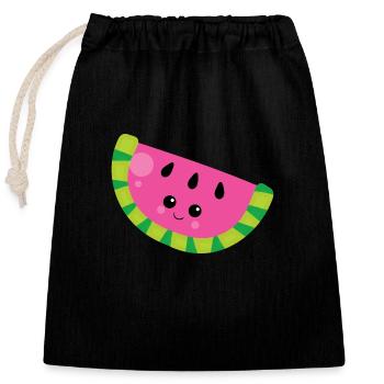 FRUIT - Closable cotton gift bag (25x30cm) - black - Front