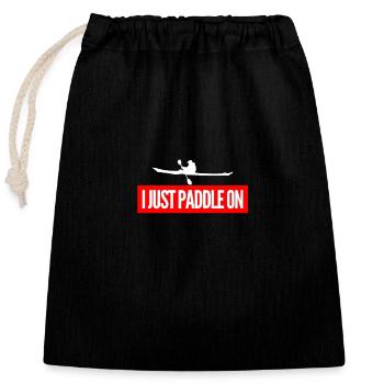 Canoë-kayak acheter des sports nautiques idée cadeau - Sac cadeau en coton avec cordon (25 x 30 cm) - noir - Devant