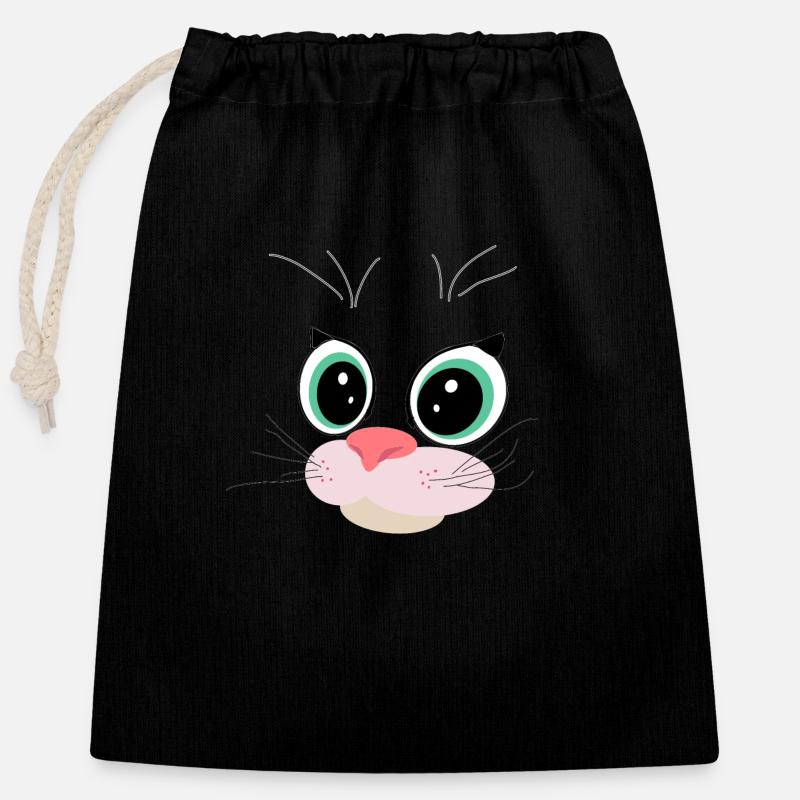 cat - Closable cotton gift bag (25x30cm) - black