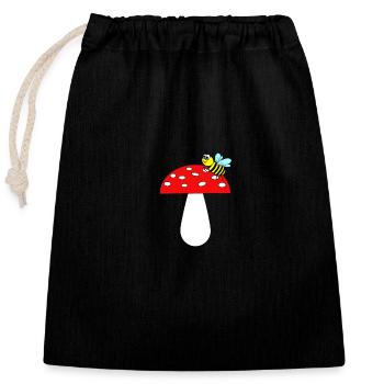 Abeille sur agaric de mouche - Sac cadeau en coton avec cordon (25 x 30 cm) - noir - Devant