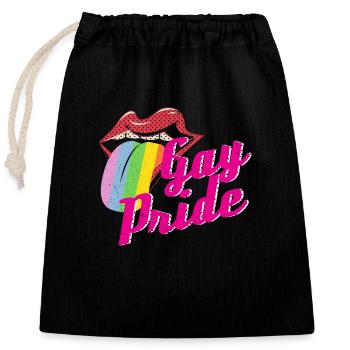 LGBT - Verschließbarer Geschenkbeutel aus Baumwolle (25x30cm) - Schwarz - Vorne