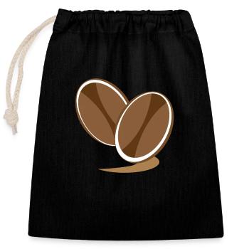 coffee cup beans - Closable cotton gift bag (25x30cm) - black - Front
