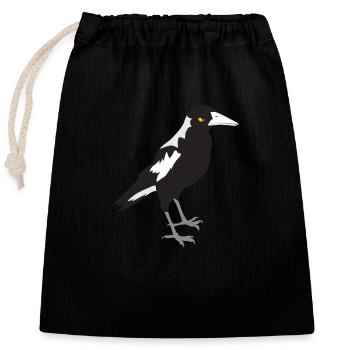 Maggie magpie serious face - Closable cotton gift bag (25x30cm) - black - Front