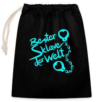 Best Slave in the World Say Erotic Sexuality - Closable cotton gift bag (25x30cm) - black - Front