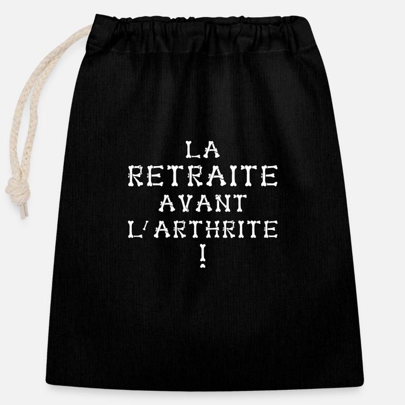 LA RETRAITE AVANT L'ARTHRITE ! - Verschließbarer Geschenkbeutel aus Baumwolle (25x30cm) - Schwarz
