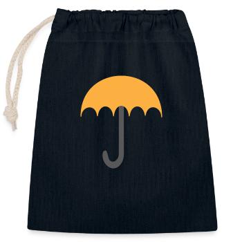 Parapluie orange et gris - Sac cadeau en coton avec cordon (25 x 30 cm) - bleu marine - Devant