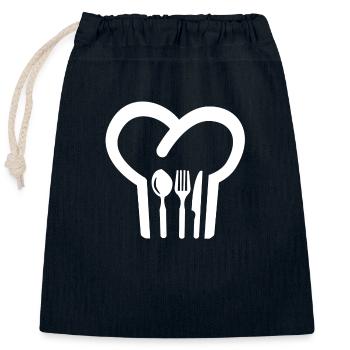 Bonnet de cuisine - Sac cadeau en coton avec cordon (25 x 30 cm) - bleu marine - Devant
