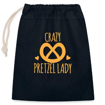 Dame de bretzel fou - Sac cadeau en coton avec cordon (25 x 30 cm) - bleu marine - Devant