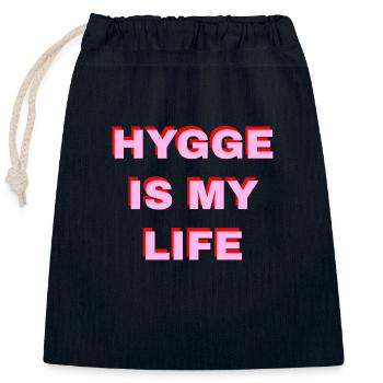 Hygge Is My Life - Closable cotton gift bag (25x30cm) - navy - Front