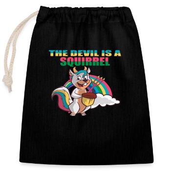 Devil Squirrel, The devil is a squirrel, Fun - Closable cotton gift bag (25x30cm) - black - Front