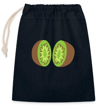 Kiwi spaltet 2 Stück Kiwi-Frucht - Verschließbarer Geschenkbeutel aus Baumwolle (25x30cm) - Navy - Vorne