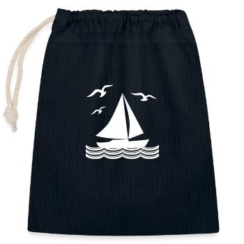 Voilier sur la mer - Sac cadeau en coton avec cordon (25 x 30 cm) - bleu marine - Devant