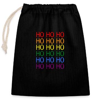 Hohoho Rainbow LGBT - Closable cotton gift bag (25x30cm) - black - Front