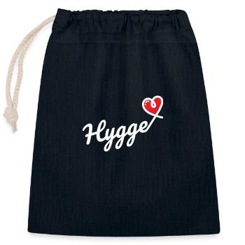Hygge Heart Cozy Relax Gift Idea - Closable cotton gift bag (25x30cm) - navy - Front