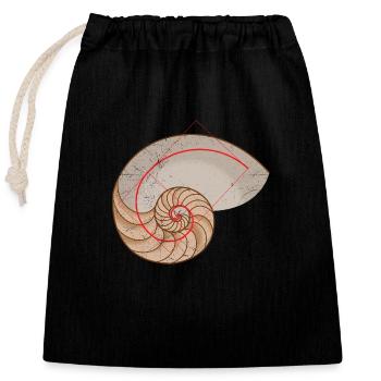 Symboles mathématiques Coquille de Nautile spirale dorée - Sac cadeau en coton avec cordon (25 x 30 cm) - noir - Devant
