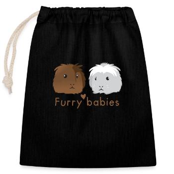 Bébés à fourrure cobayes poilus - Sac cadeau en coton avec cordon (25 x 30 cm) - noir - Devant