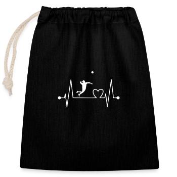 Faustball Spieler Herzschlag Geschenk für Trainer - Verschließbarer Geschenkbeutel aus Baumwolle (25x30cm) - Schwarz - Vorne