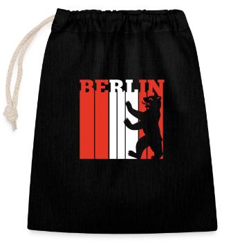 Berlin with Berliner Bär - Closable cotton gift bag (25x30cm) - black - Front