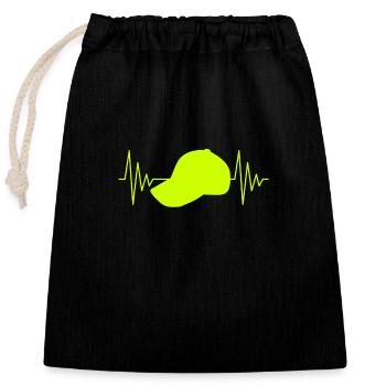 Casquette battement de cœur - Sac cadeau en coton avec cordon (25 x 30 cm) - noir - Devant